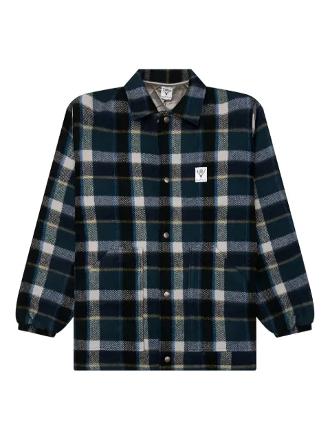 SOUTH2 WEST8 plaid wool shirt jacket Green PU468AGRN