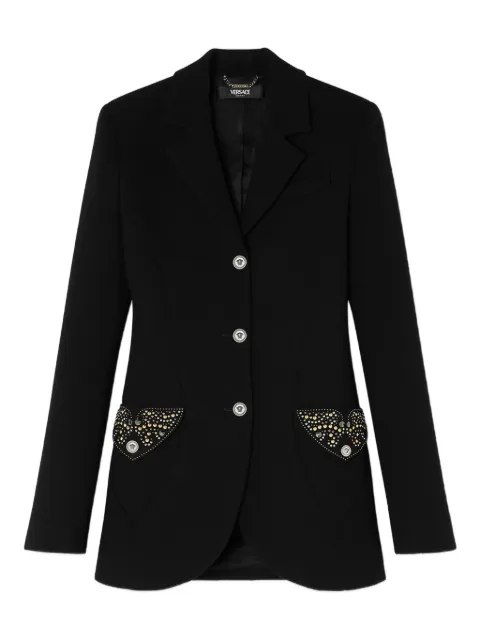 Versace embellished pocket wool jacket Black 10221321A12789