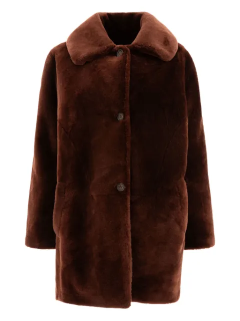 B&W button-fastening collar coat Brown 1559CACAO