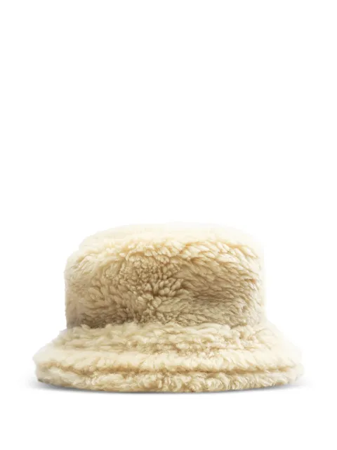 sacai double-brim shearling bucket hat Neutrals 220431S