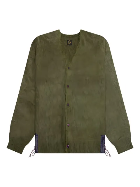 Needles leather-patch cardigan Green PU314A