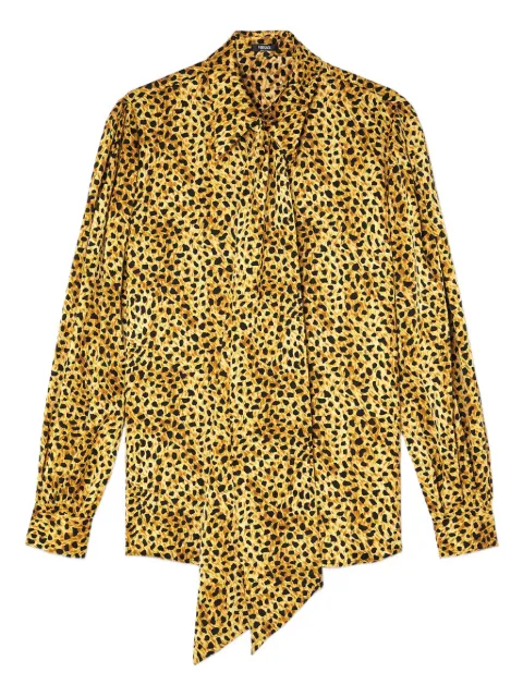 Versace cheetah-print tie-neck blouse Yellow 10221491A16365