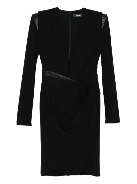 Versace long-sleeved V-neck midi dress Black 10216231A14475