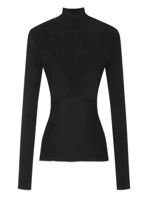 Versace wool ribbed knit turtleneck top Black 10216761A15984