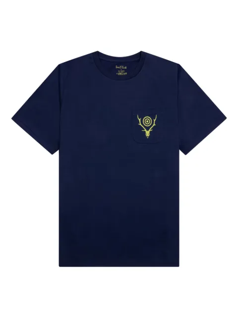 SOUTH2 WEST8 deer-skull pocket T-shirt Blue MR834NVY