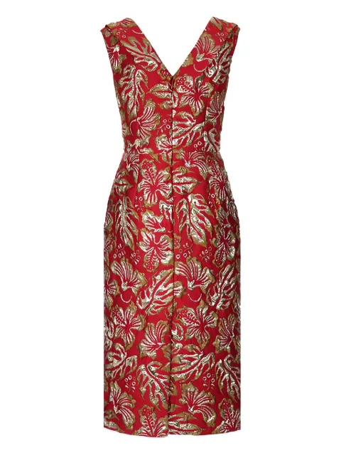 Prada hibiscus-motif jacquard midi dress Red P34A0C1MI0162