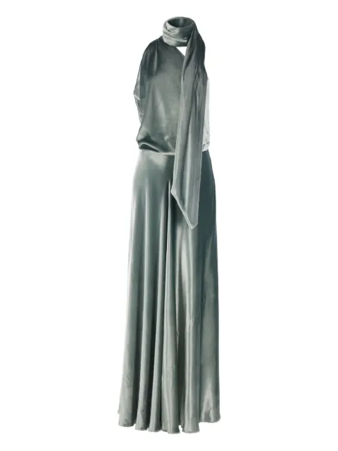 Alberta Ferretti draped cowl-neck midi dress Green 04166645