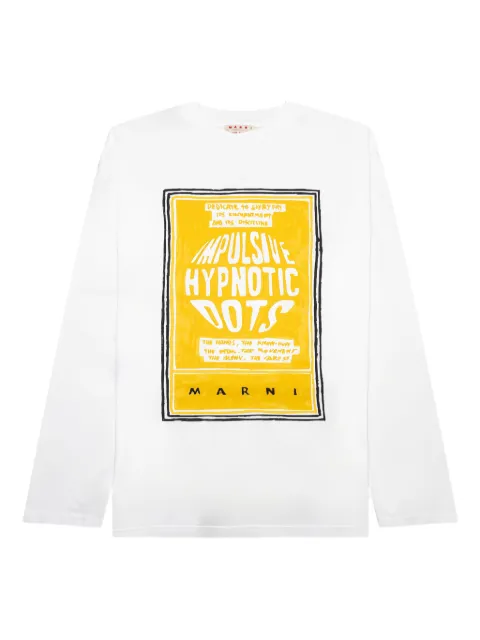 Marni graphic-print long-sleeve T-shirt White HUMU0285PXUSCV69