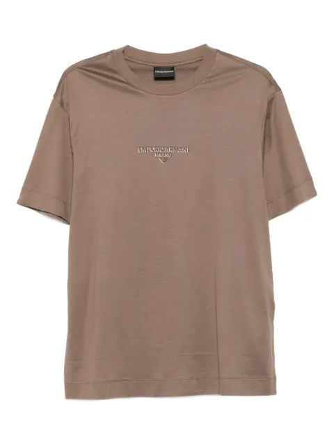 Emporio Armani logo-embroidered T-shirt Brown EM002838AF10761