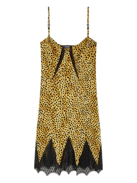 Versace Cheetah allover silk slip dress Yellow 10221131A16365