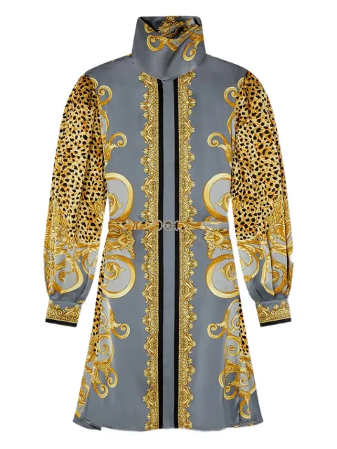 Versace silk animal-print mini dress Grey 10217711A16262