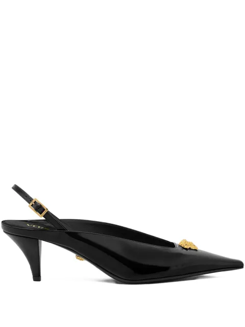 Versace La Medusa leather slingbacks 55 mm Black 10219051A14835