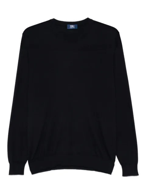 Fedeli round-neck long-sleeve top Blue MU0L7119