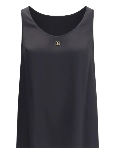 Dolce & Gabbana logo-plaque silk top Black F7AK5TGDDBL
