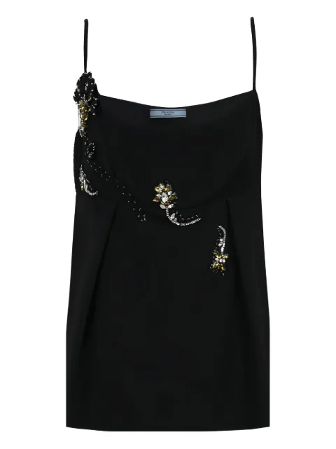Prada jewel-embellished pleated top Black P967BR1KFT