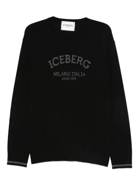 Iceberg logo-embroidered wool sweater Black A0019005