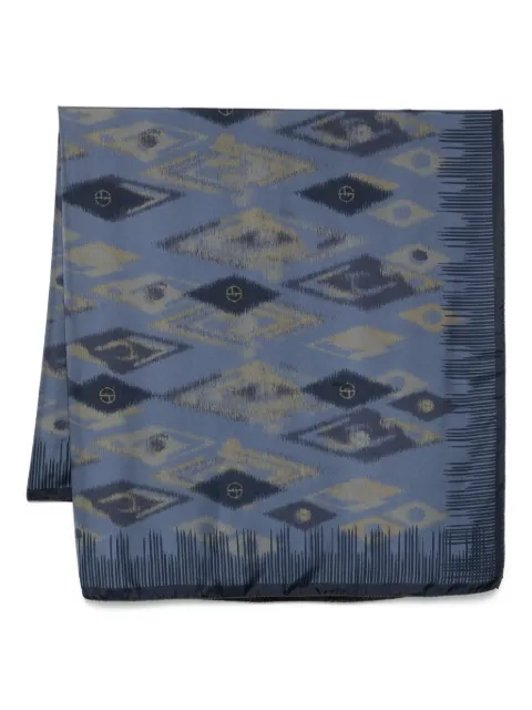 Giorgio Armani ikat-pattern silk scarf Blue GW001976AF19165