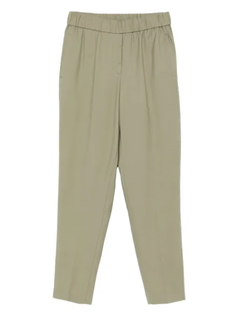 Peserico elastic-waist embellished trousers Green P0457203472
