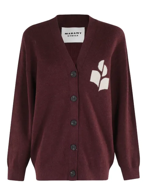 MARANT ÉTOILE logo V-neck cardigan Red CA0097FAA1X05E097