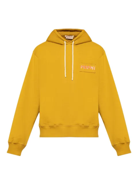 Marni logo-patch cotton hoodie Yellow FUMU0137X0UTC275