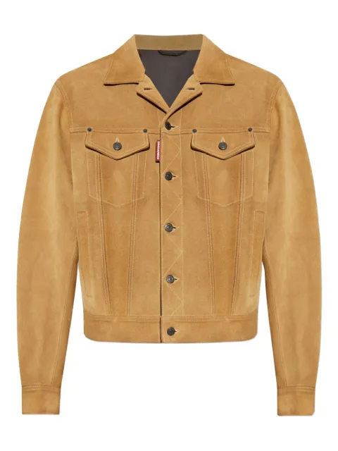 DSQUARED2 leather button-fastening jacket Brown S74AM1622D07029