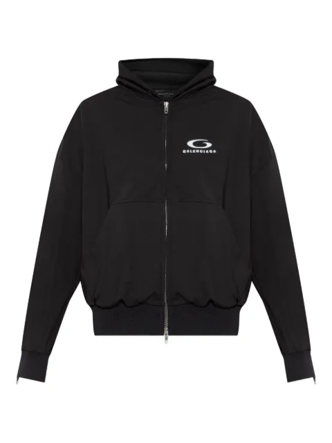Balenciaga zip-up hooded jacket Black 837513TSVX2