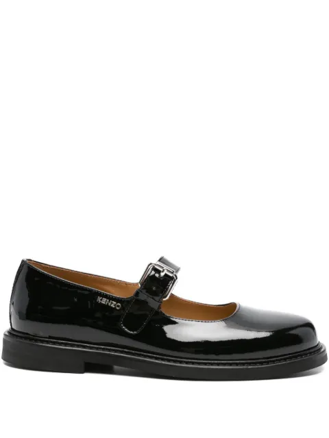 Kenzo Smile buckle patent loafers Black FF62BA710L69