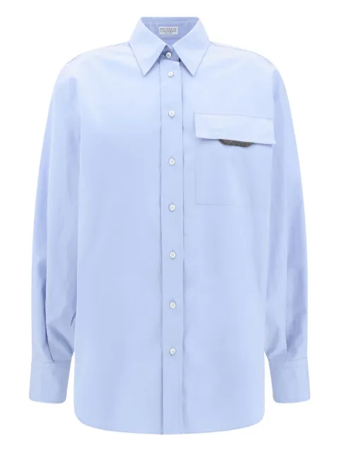 Brunello Cucinelli jewel-embellished pocket shirt Blue MH772MY516C172