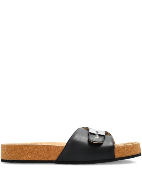 Balenciaga x Scholl buckle-fastening leather slides Black 827670WB2U1