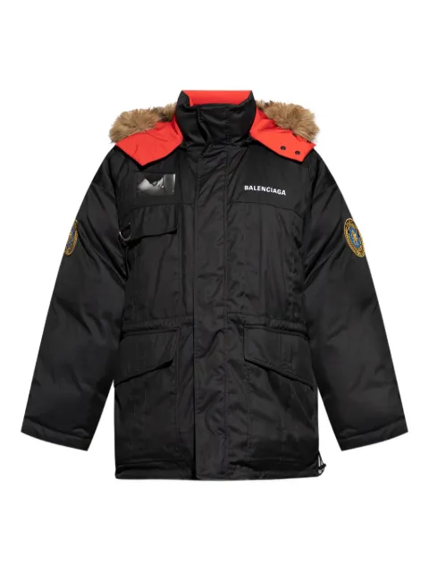 Balenciaga faux-fur-trimmed padded jacket Black 839080TSQ07