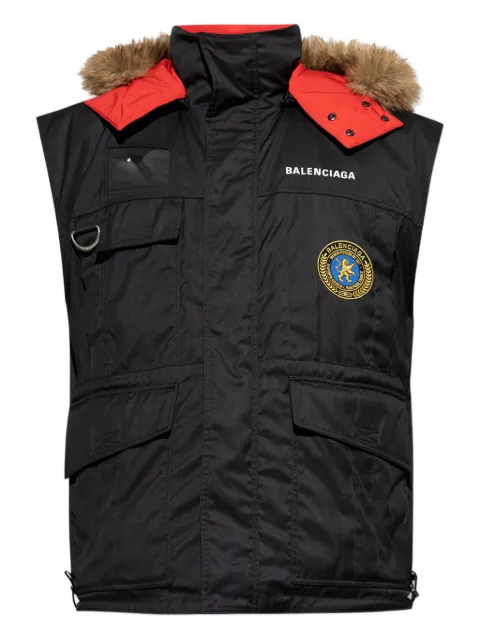 Balenciaga fur-trimmed padded jacket Black 839074TSQ07