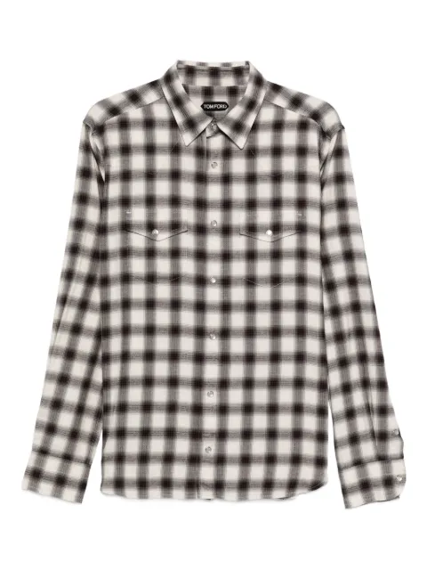 TOM FORD checked flap-pocket Western shirt Brown HDS001FMC241