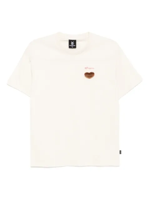 FINGERCROXX logo-embroidered T-shirt Neutrals FFXTEW00981X