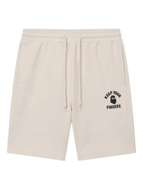 FINGERCROXX logo-print drawstring shorts Neutrals FFXSPM00837X