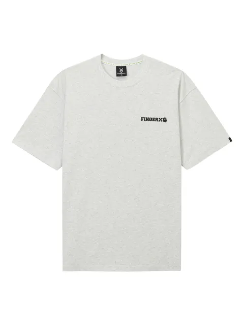 FINGERCROXX logo-embroidered cotton T-shirt Grey FFXTEM00915X