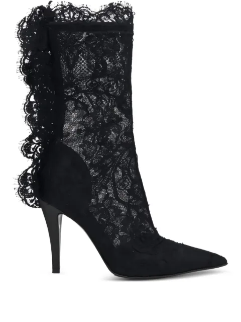 Alexander McQueen 105mm lace-trimmed stiletto boots Black 846023W4ABR