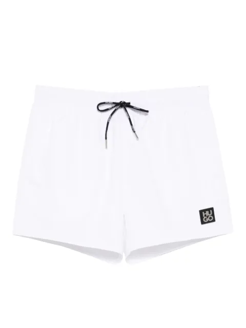 HUGO logo-patched swim shorts White 50483986