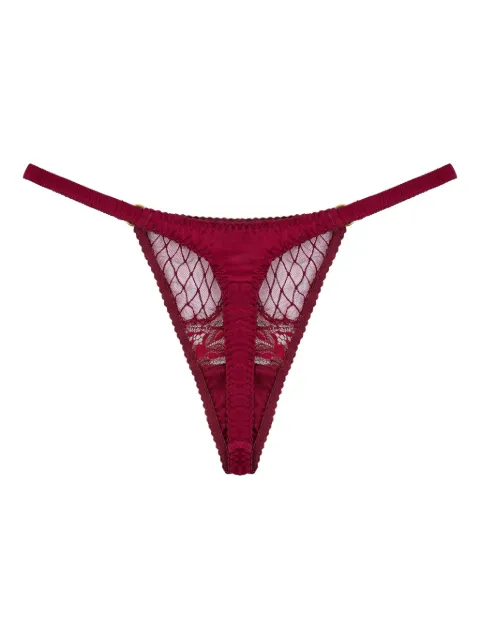 Fleur Of England lace-paneled silk thong Red SIMONESTRAPTHONG