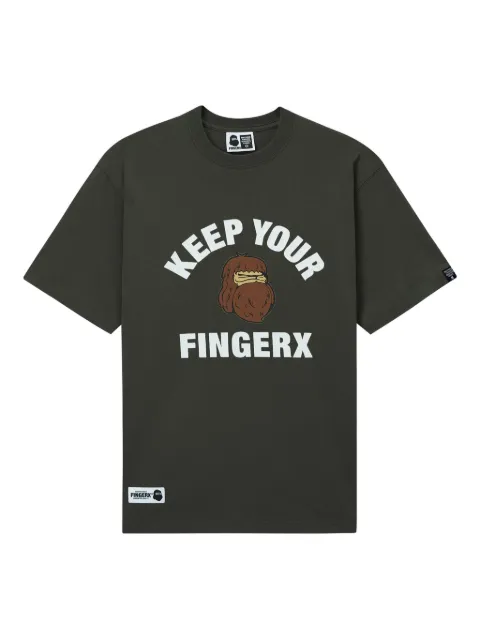 FINGERCROXX logo-graphic crew-neck T-shirt Green FFXTEM00845X