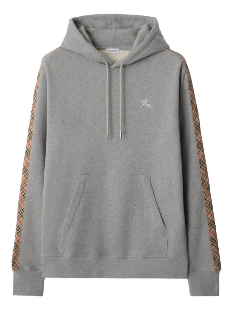 Burberry Check trim cotton hoodie Grey 8117741