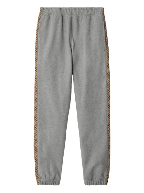 Burberry Check trim cotton jogging pants Grey 8117742