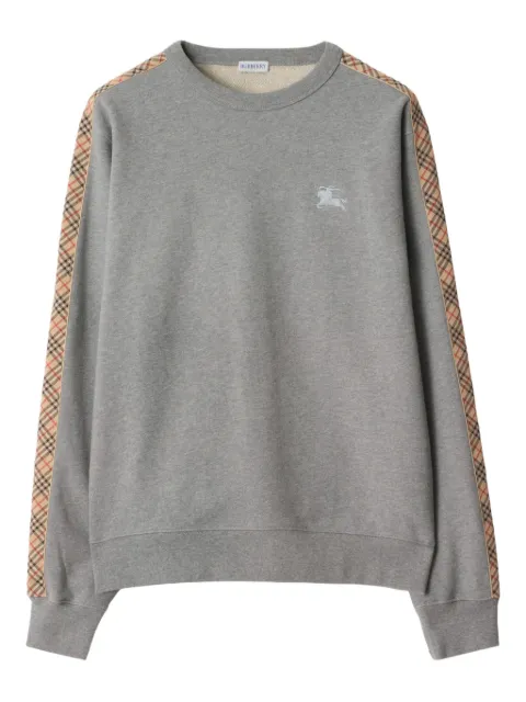 Burberry Check trim cotton sweatshirt Grey 8117987