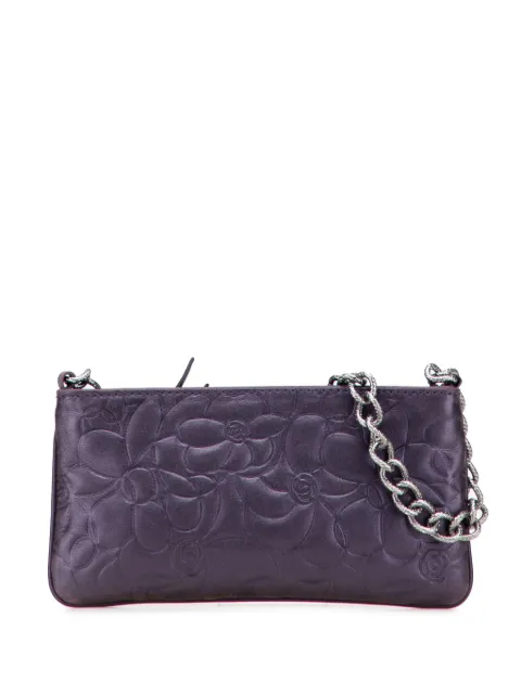 CHANEL Pre-Owned 2003-2004 Embossed Lambskin Camellia Chain Pochette handbag Purple 5U30HA7RYJO5VVLQ