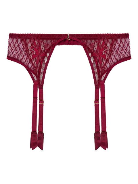 Fleur Of England lace-embellished suspender belt Red SIMONESUSPENDERBELT