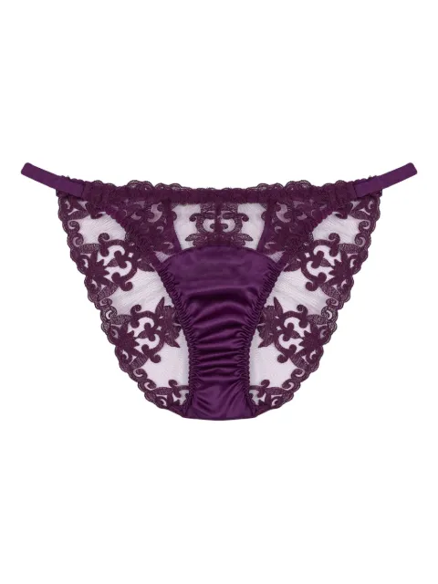 Fleur Of England Cecilia lace-trimmed satin briefs Purple CECILIAOUVERTBRIEF