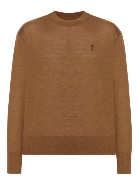 AMI Paris embroidered wool sweater Brown HKS834KN0066