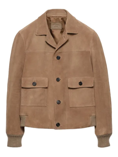 Prada suede patch-pocket jacket Neutrals UPW577SOOO17T9