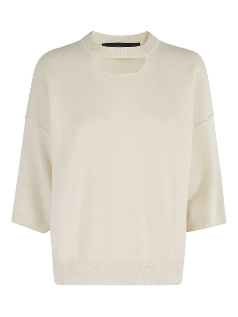Federica Tosi short-sleeve wool-cashmere sweater Neutrals 32000351097