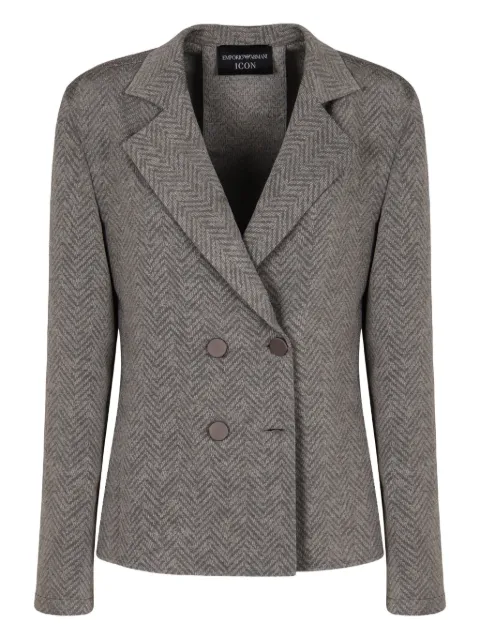 Emporio Armani herringbone double-breasted jacket Grey EW002239TE15783