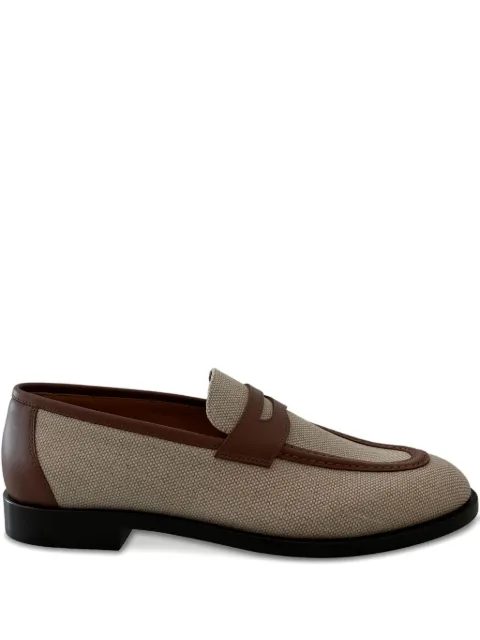 Loro Piana Sergio leather-trimmed canvas loafers Brown FAQ4009